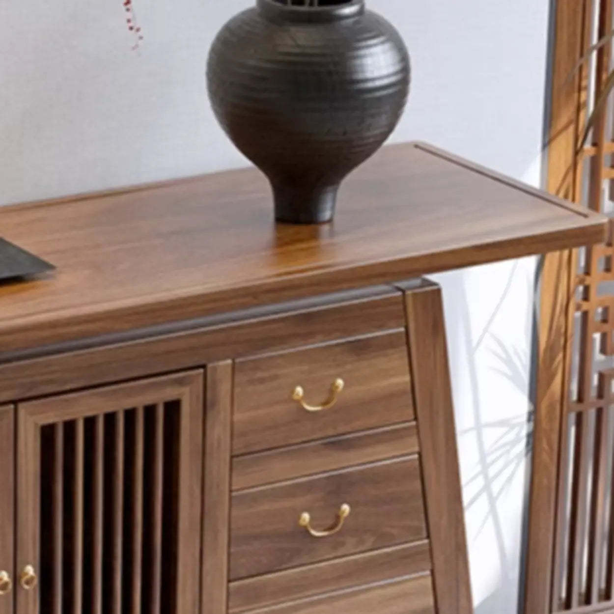 Traditional Wood Console Table with Storage — Natural