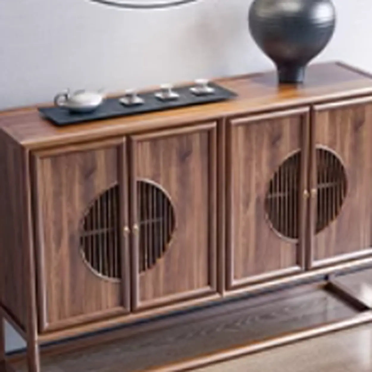 Traditional Wood Console Table with Storage — Natural