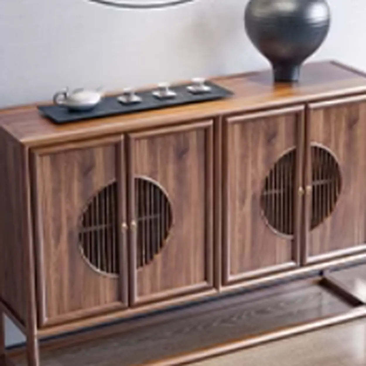 Traditional Wood Console Table with Storage — Natural
