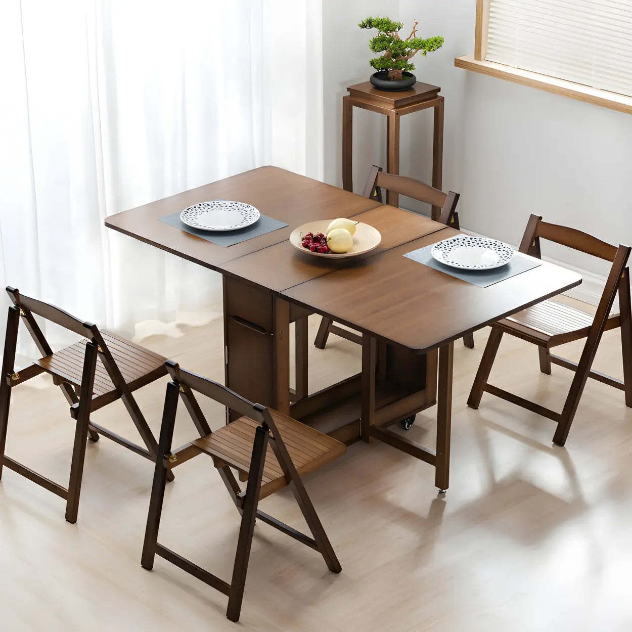 Traditional Brown Wood Extendable Dining Table — Brown / Table Only