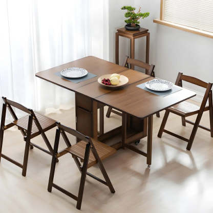 Traditional Brown Wood Extendable Dining Table — Brown / Table Only