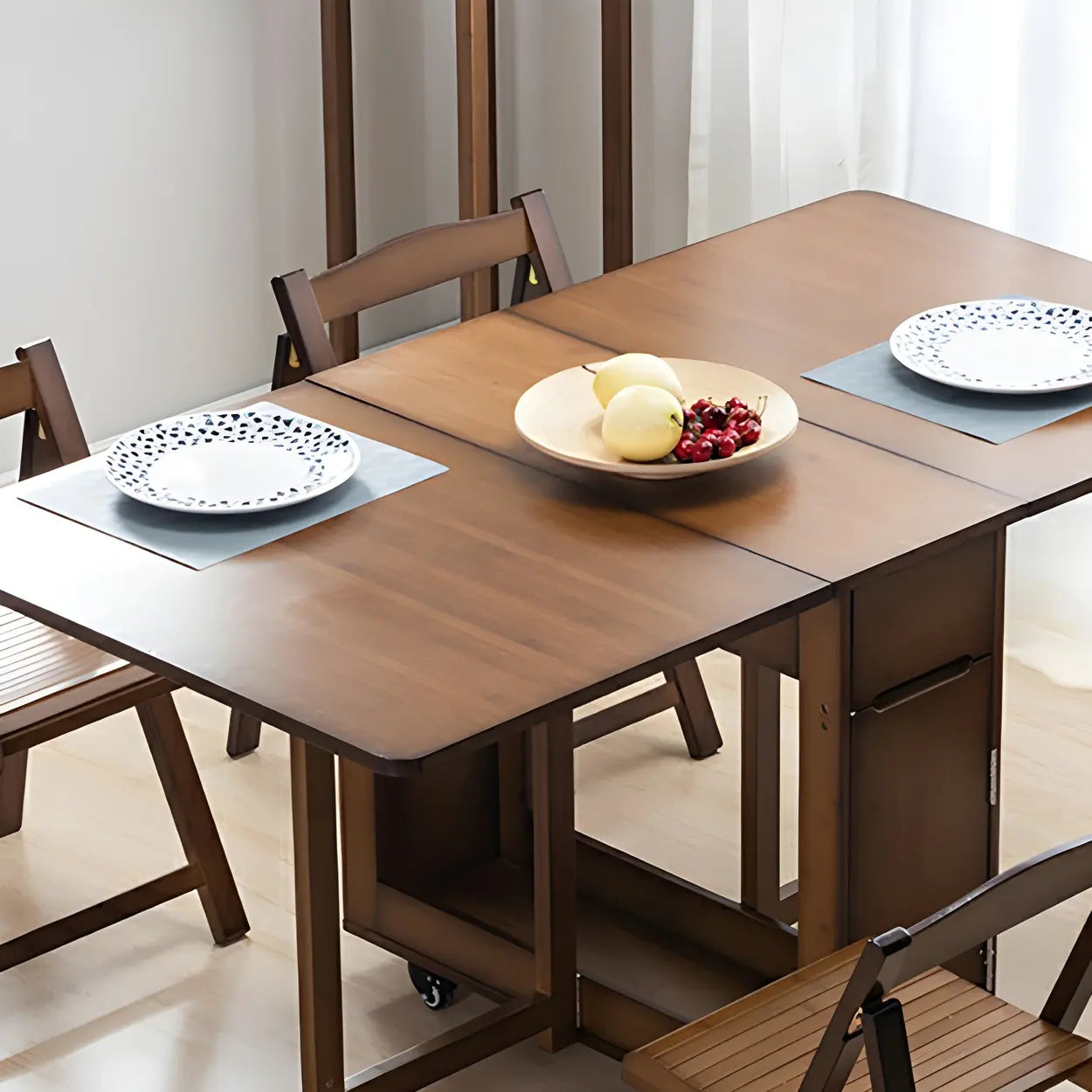 Traditional Brown Wood Extendable Dining Table