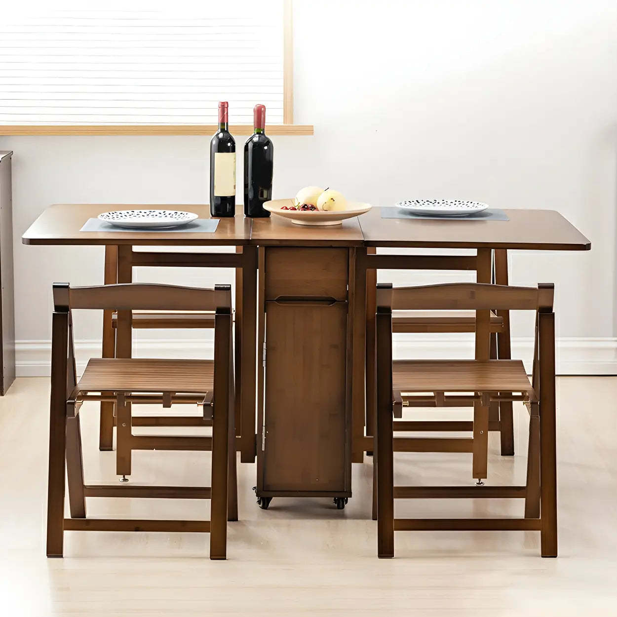 Traditional Brown Wood Extendable Dining Table