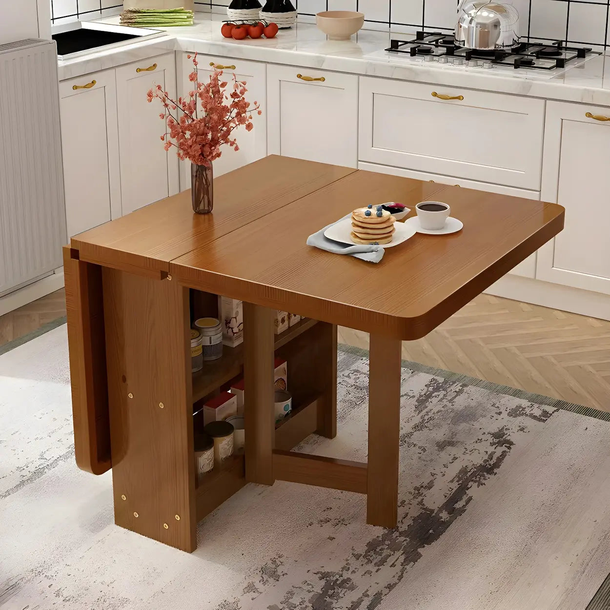Rectangular Wood Drop-Leaf Dining Table