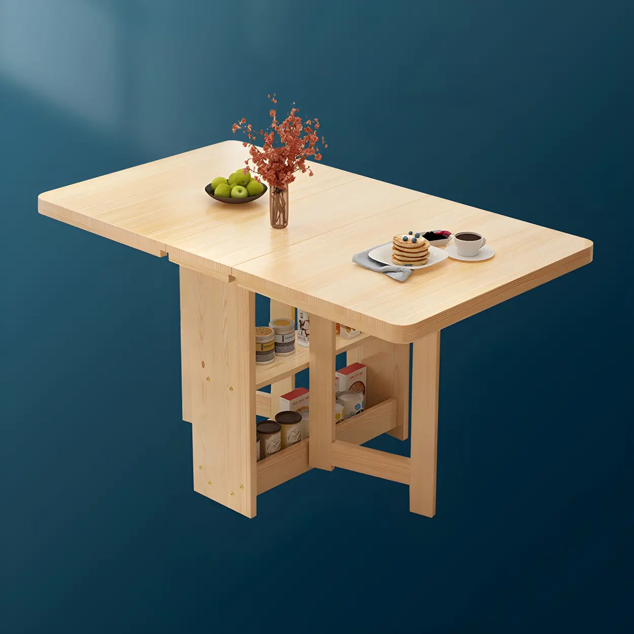Rectangular Wood Drop-Leaf Dining Table