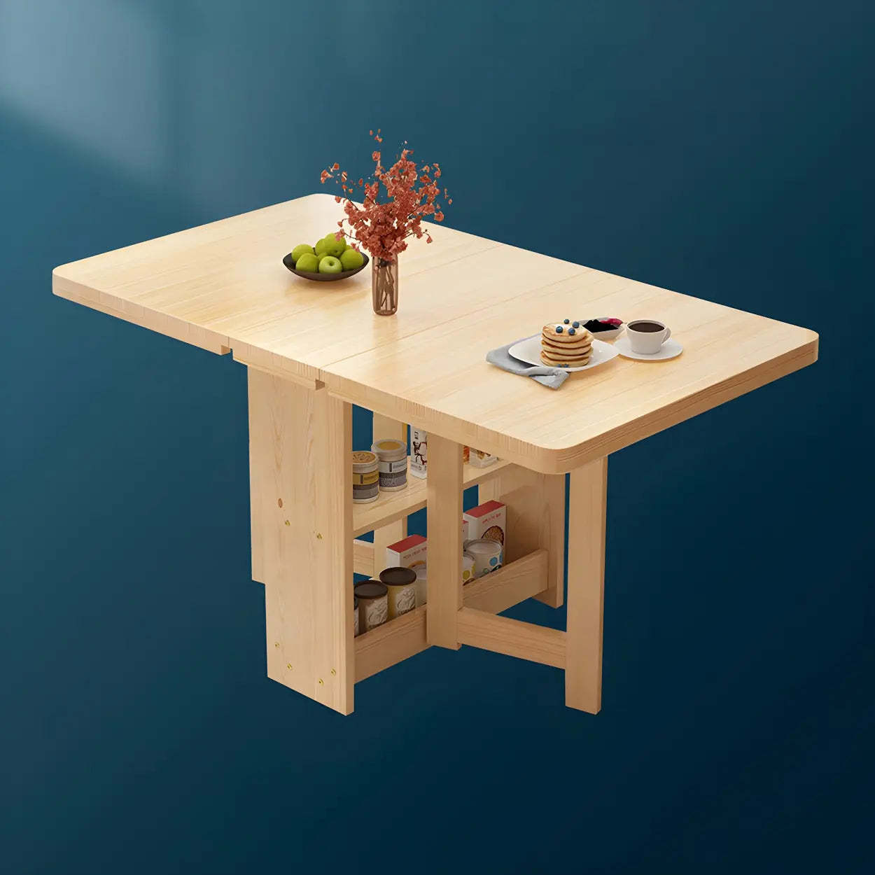 Rectangular Wood Drop-Leaf Dining Table