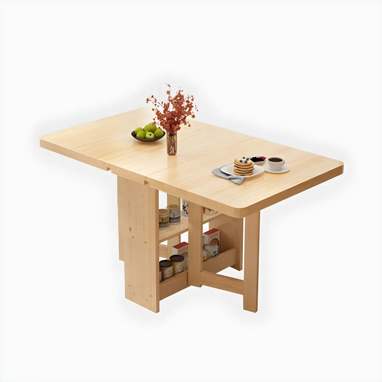 Rectangular Wood Drop-Leaf Dining Table
