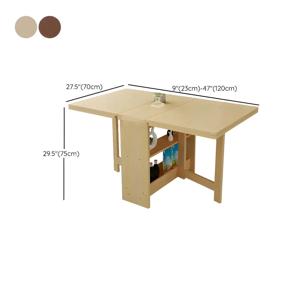 Rectangular Wood Drop-Leaf Dining Table