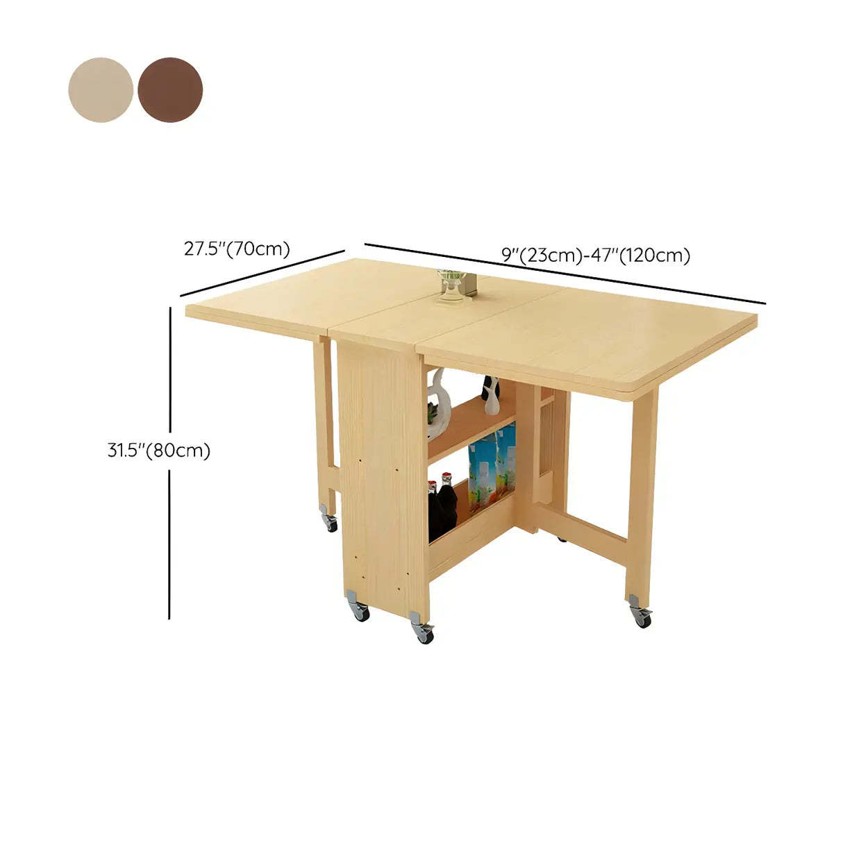 Rectangular Wood Drop-Leaf Dining Table