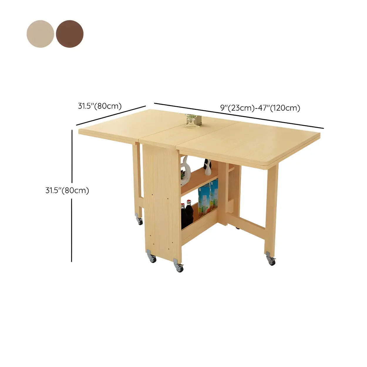 Rectangular Wood Drop-Leaf Dining Table