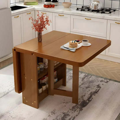 Rectangular Wood Drop-Leaf Dining Table