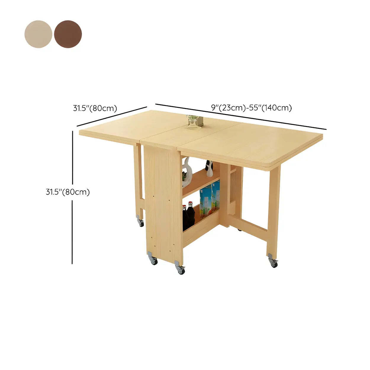 Rectangular Wood Drop-Leaf Dining Table