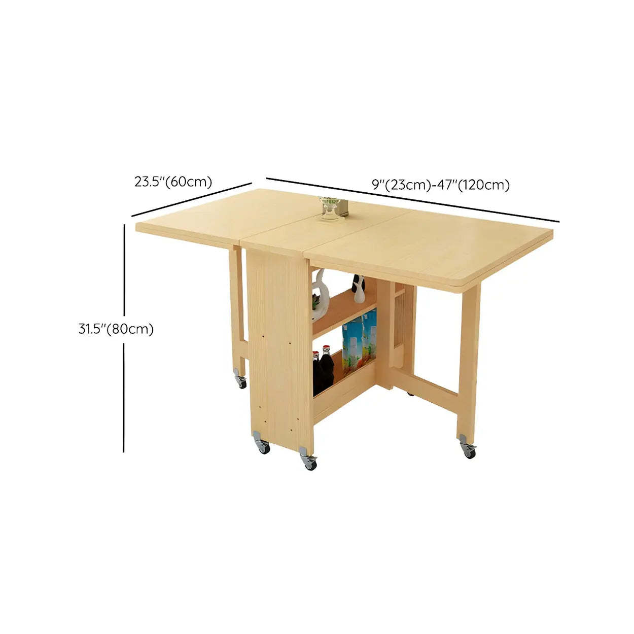 Rectangular Wood Drop-Leaf Dining Table