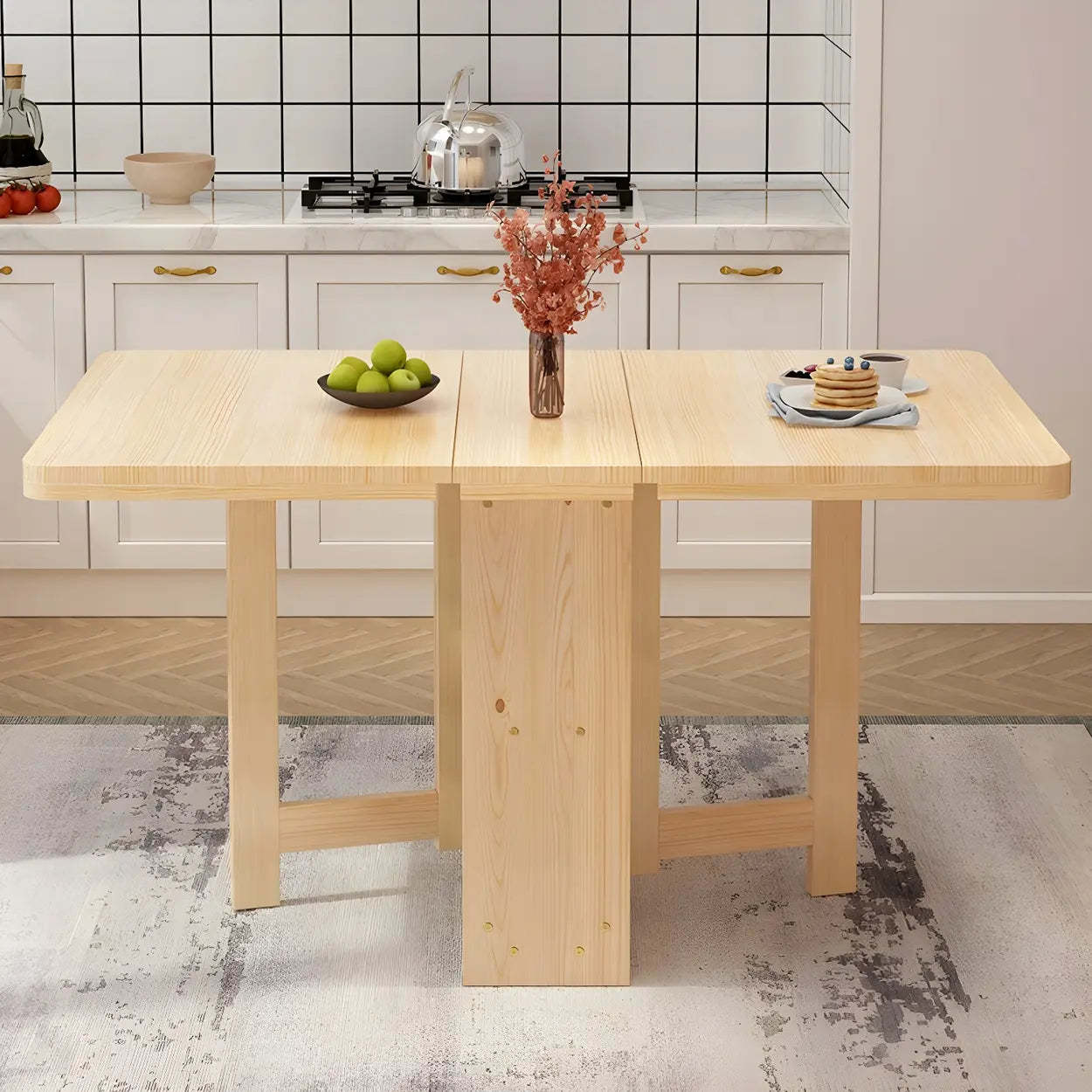 Rectangular Wood Drop-Leaf Dining Table