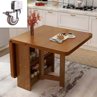 Rectangular Wood Drop-Leaf Dining Table