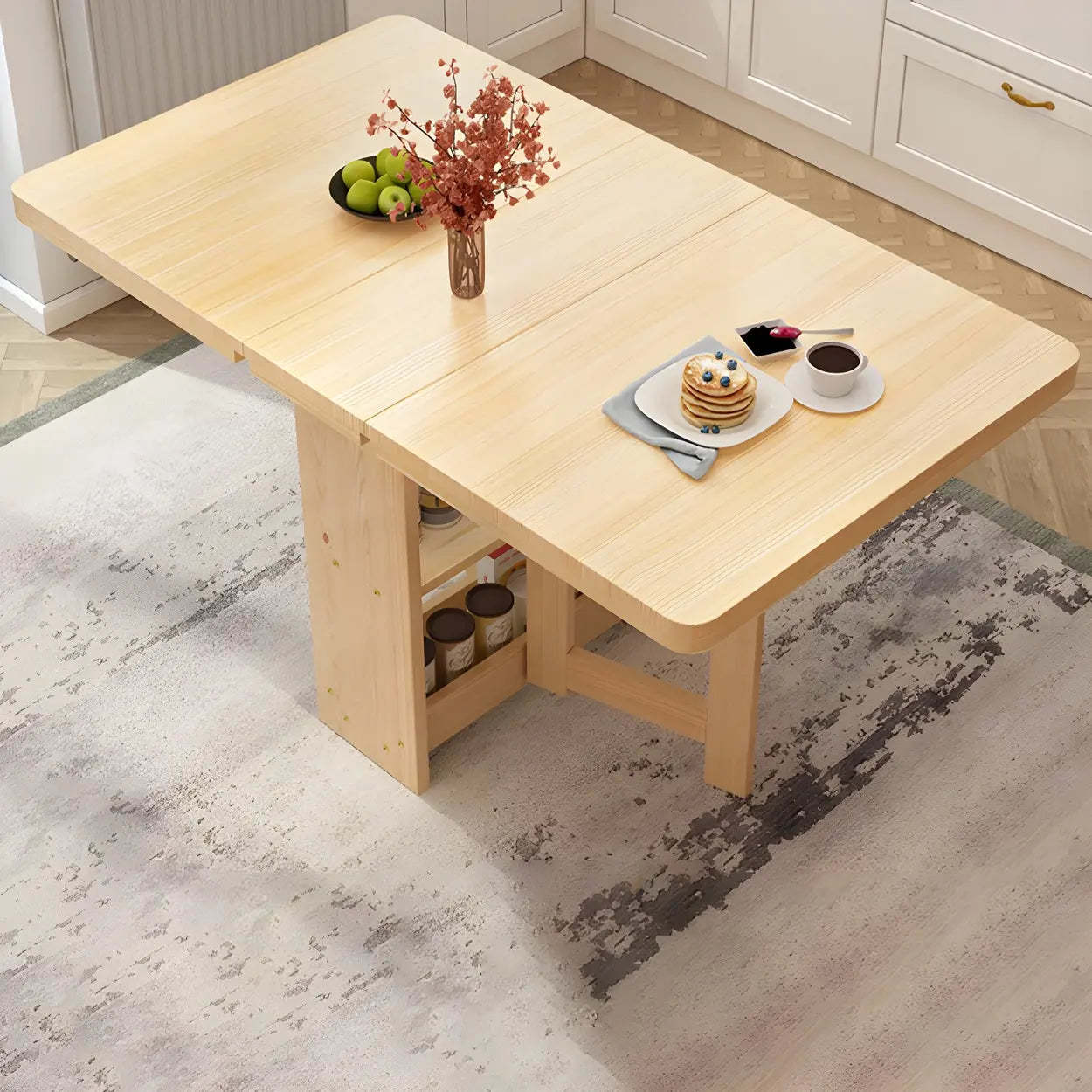 Rectangular Wood Drop-Leaf Dining Table