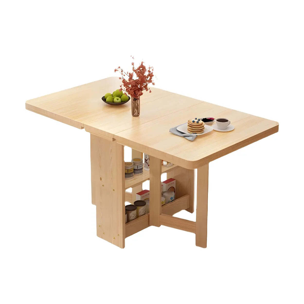 Rectangular Wood Drop-Leaf Dining Table