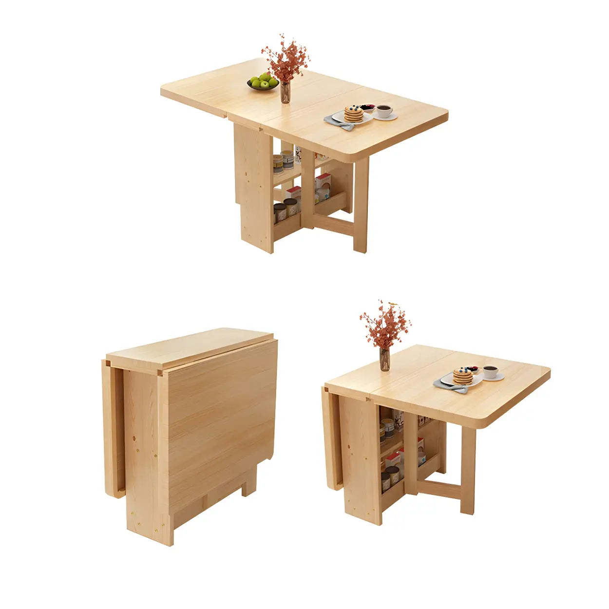 Rectangular Wood Drop-Leaf Dining Table