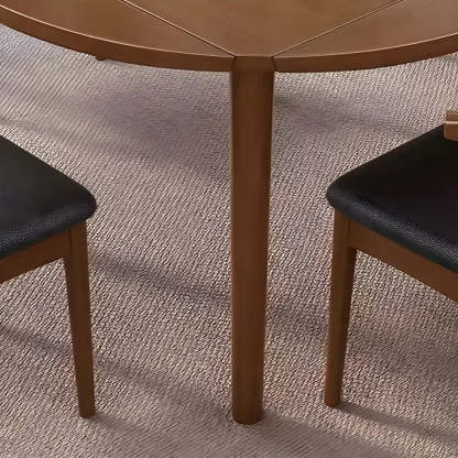 Traditional Round Foldable Wood Drop Leaf Dining Table