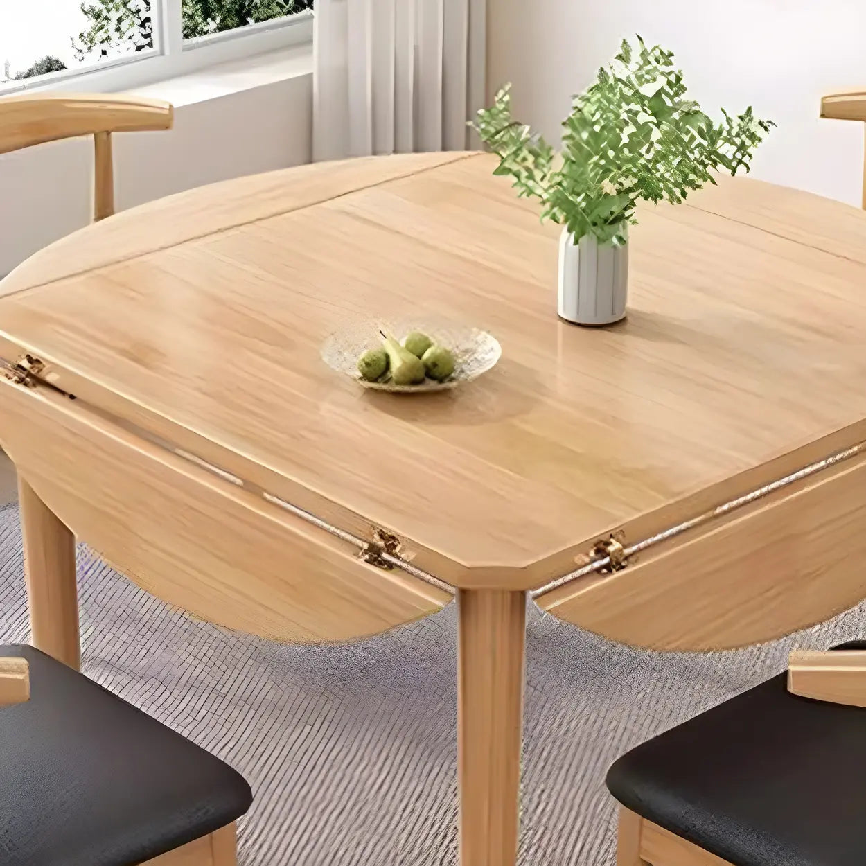 Traditional Round Foldable Wood Drop Leaf Dining Table