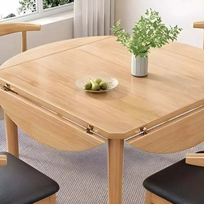 Traditional Round Foldable Wood Drop Leaf Dining Table