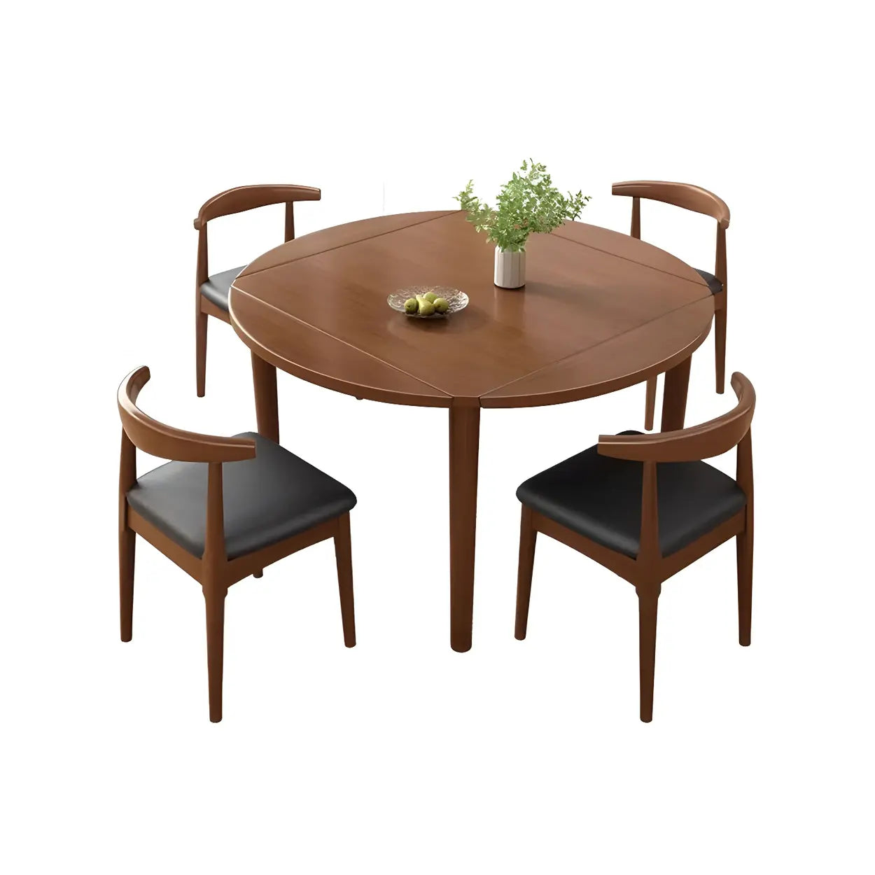 Traditional Round Foldable Wood Drop Leaf Dining Table