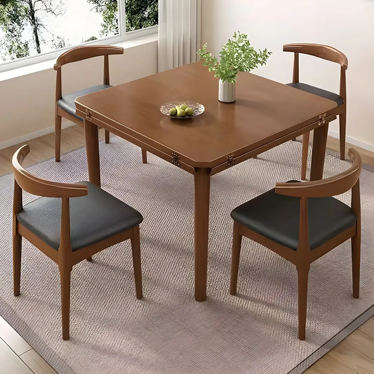 Traditional Round Foldable Wood Drop Leaf Dining Table