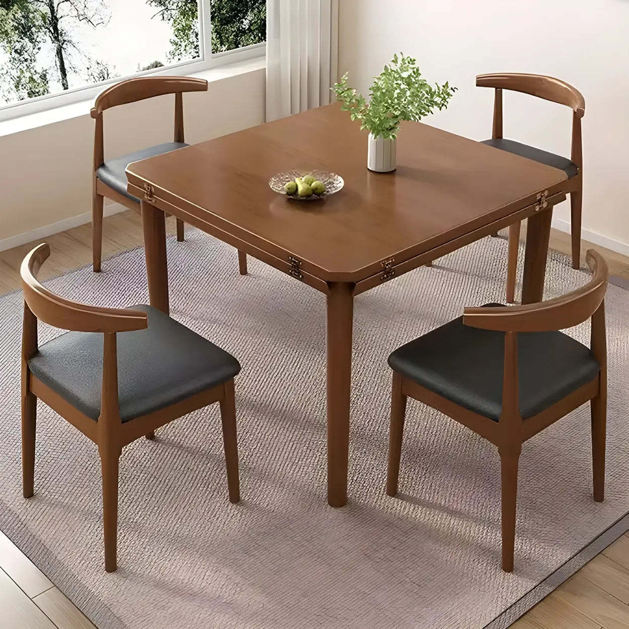 Traditional Round Foldable Wood Drop Leaf Dining Table