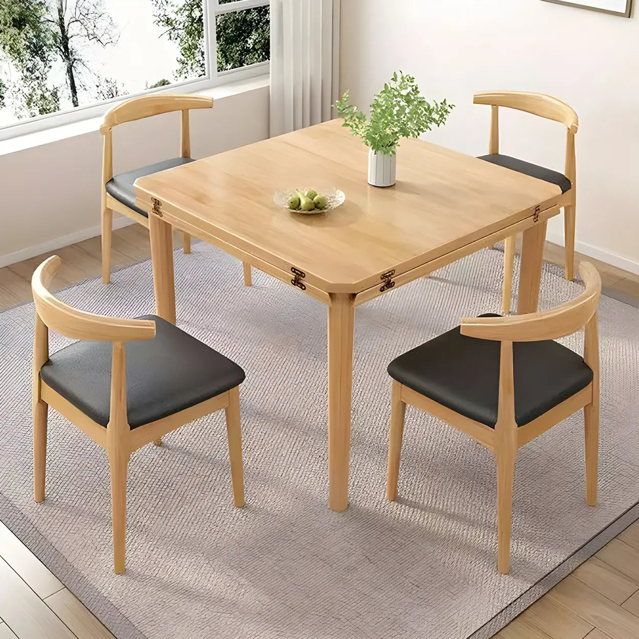 Traditional Round Foldable Wood Drop Leaf Dining Table
