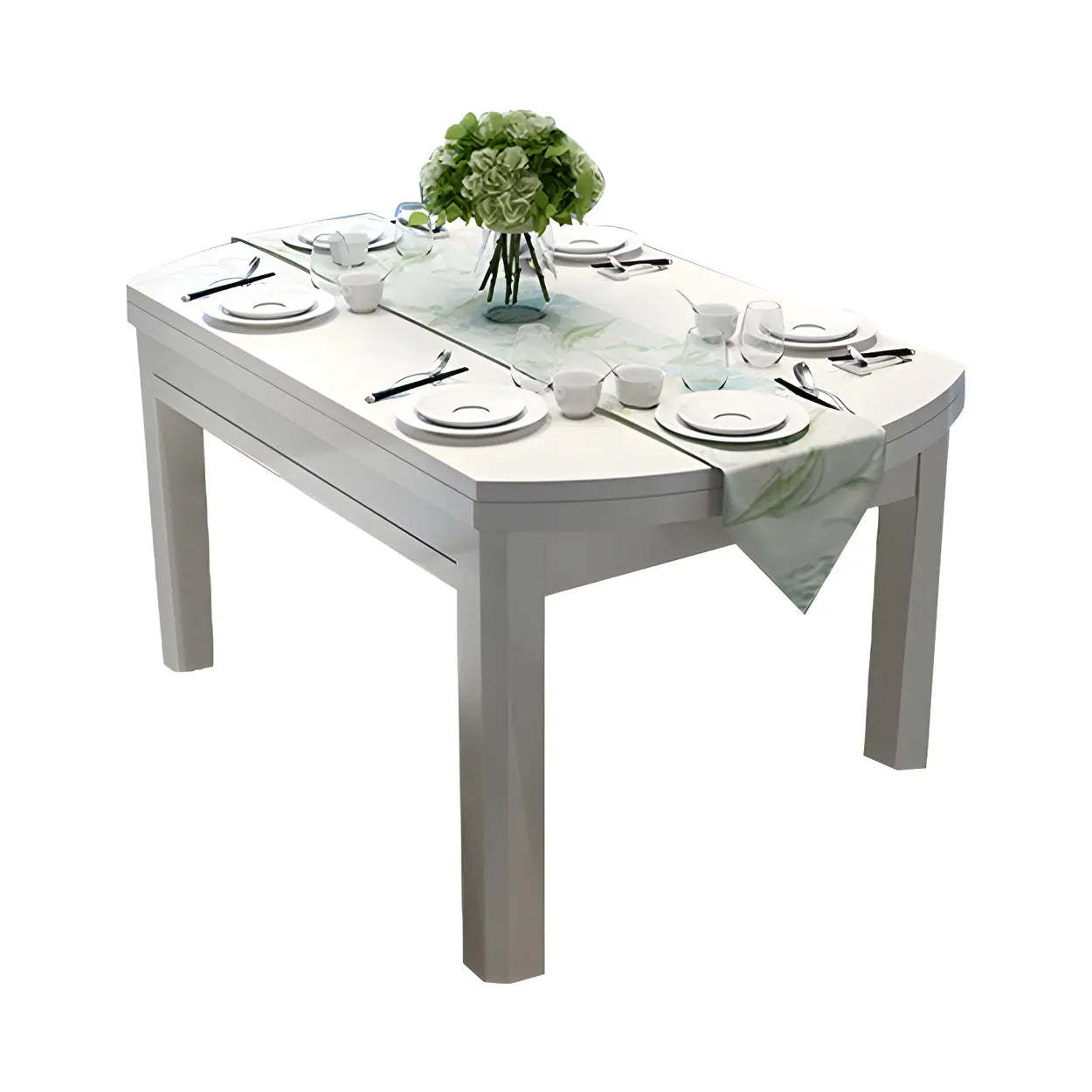 Lighom modern rubberwood extendable brown dining tables — 47.2" L x 31.5" W x 29.9" H / White / Table Only