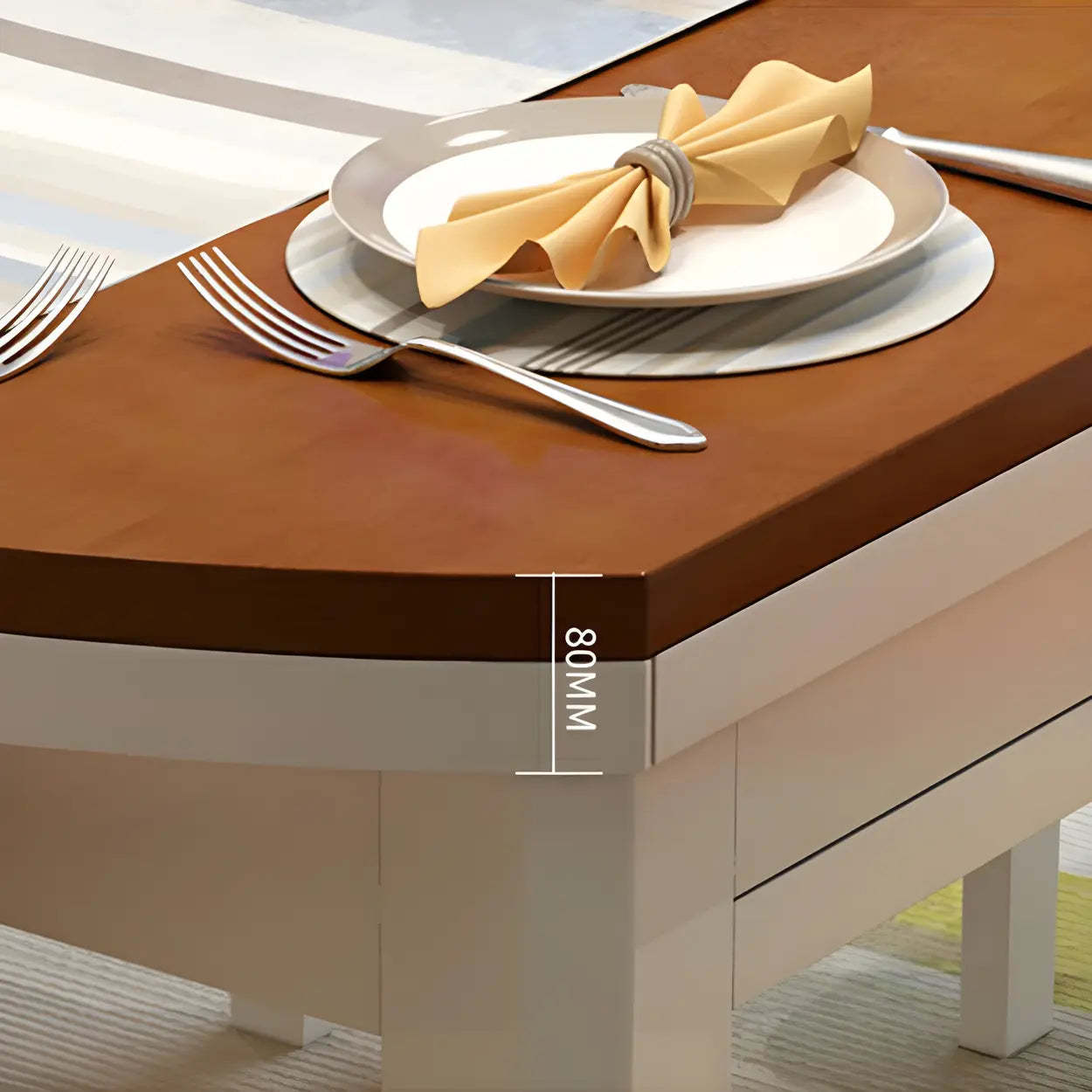 Traditional Round Brown Rubberwood Extendable Dining Table — Natural / Table Only