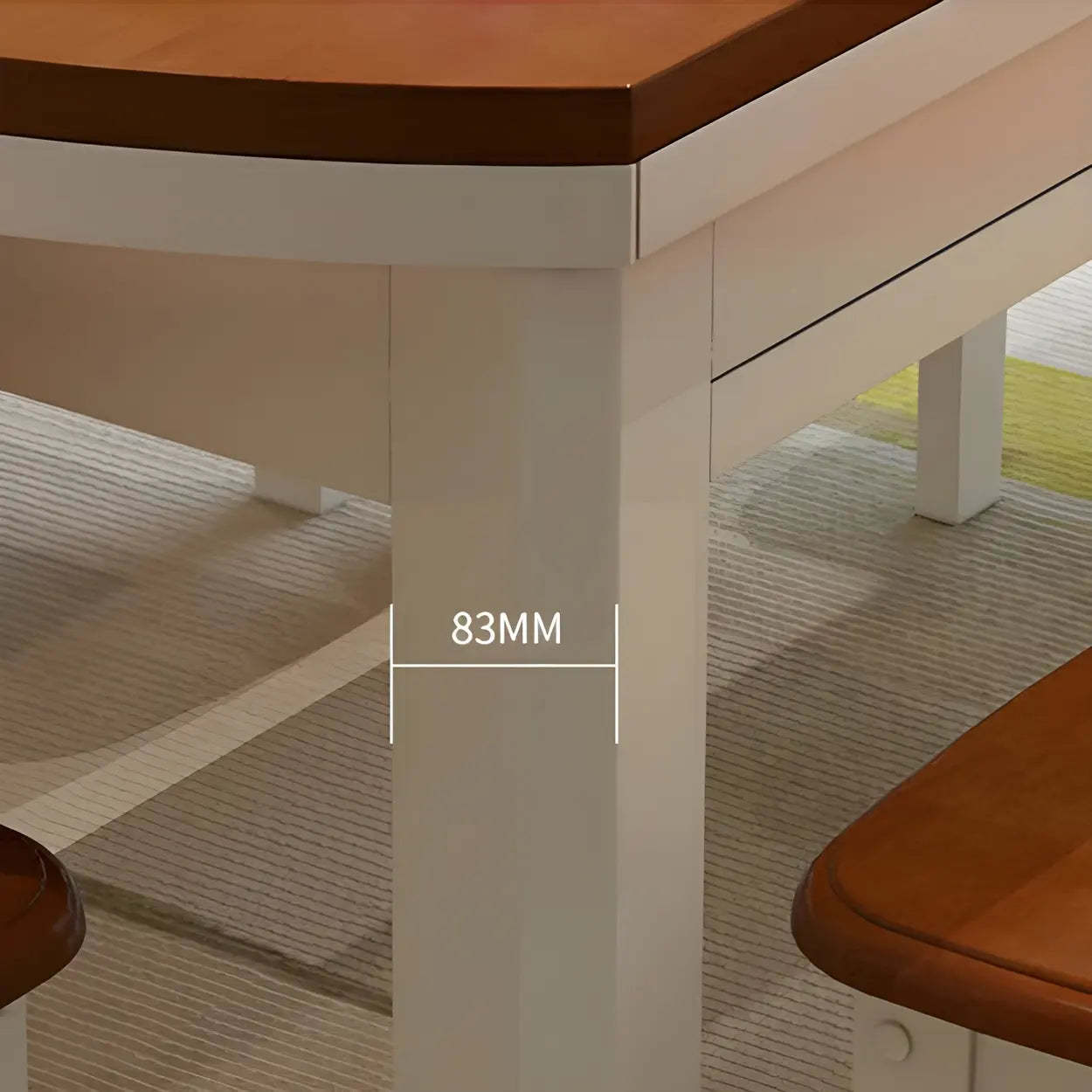 Traditional Round Brown Rubberwood Extendable Dining Table — Natural/ White / Table Only
