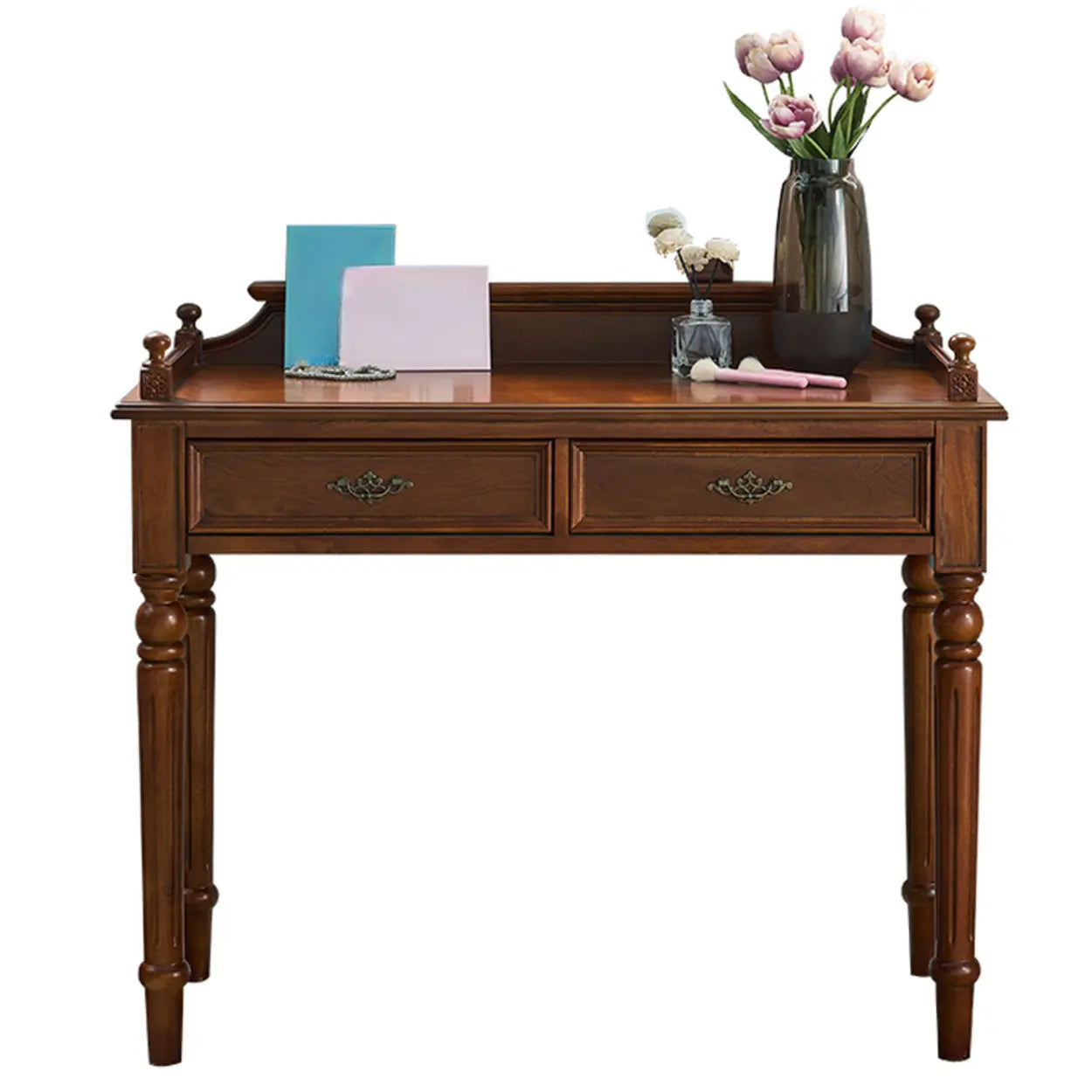 Traditional Rubberwood Drawer Writing Desk — Table Only