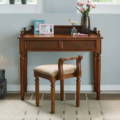 Traditional Rubberwood Drawer Writing Desk — Table Only