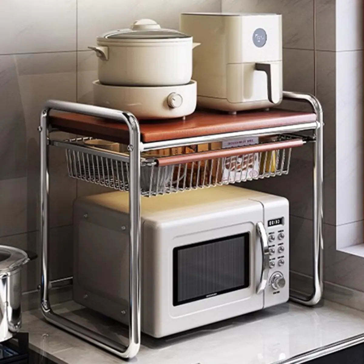Traditional Silver Metal Frame Baker's Rack