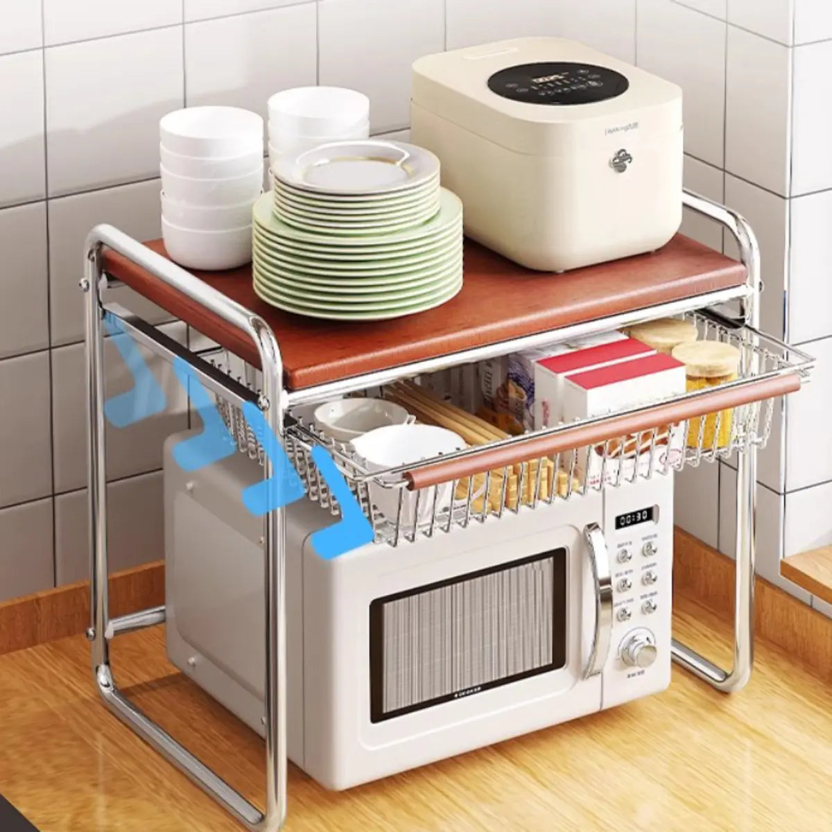 Traditional Silver Metal Frame Baker's Rack