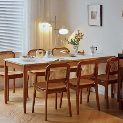 Traditional Rectangular Wood White Top Dining Table — Black / Without Chairs