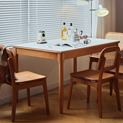 Traditional Rectangular Wood White Top Dining Table — White / Without Chairs