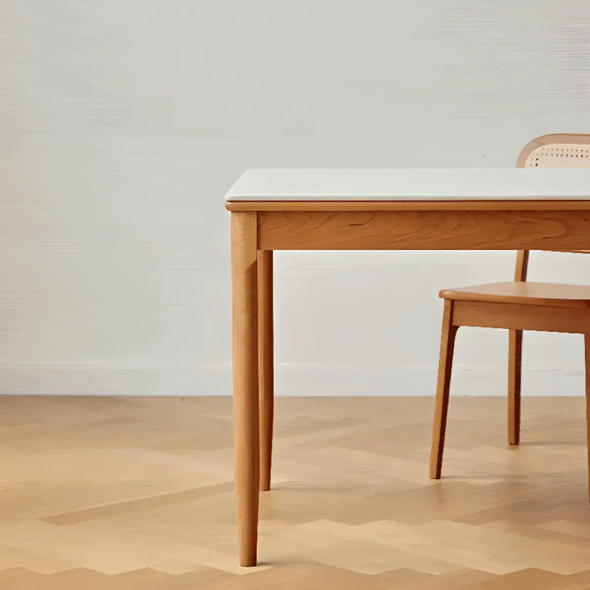 Traditional Rectangular Wood White Top Dining Table