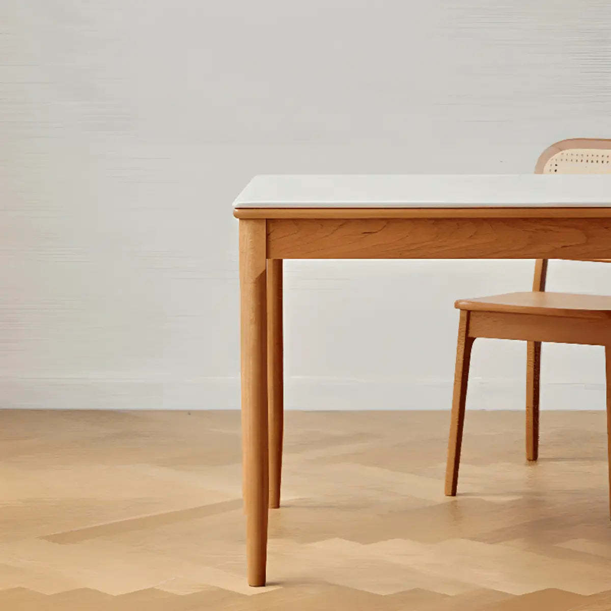Traditional Rectangular Wood White Top Dining Table