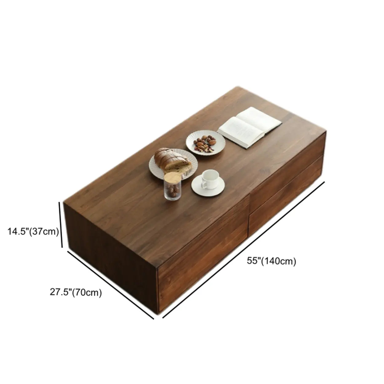Traditional Solid Walnut Rectangular Coffee Table