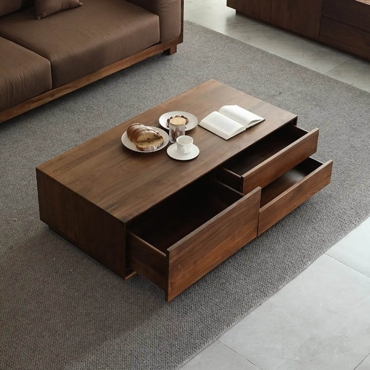 Traditional Solid Walnut Rectangular Coffee Table