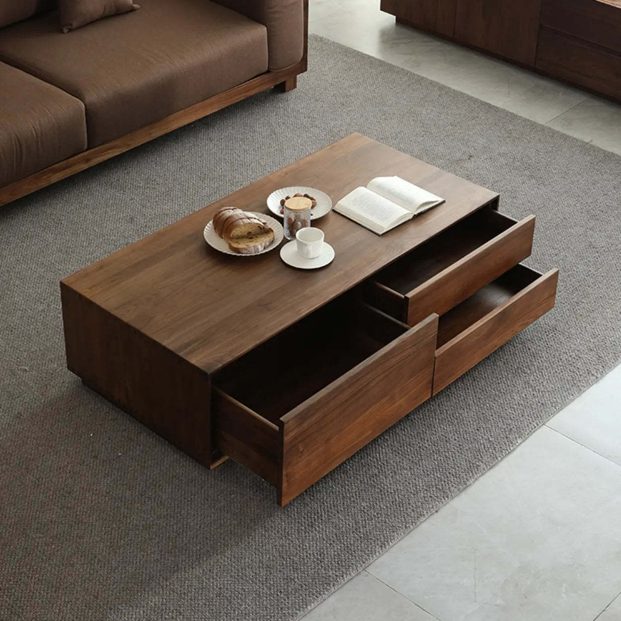 Traditional Solid Walnut Rectangular Coffee Table