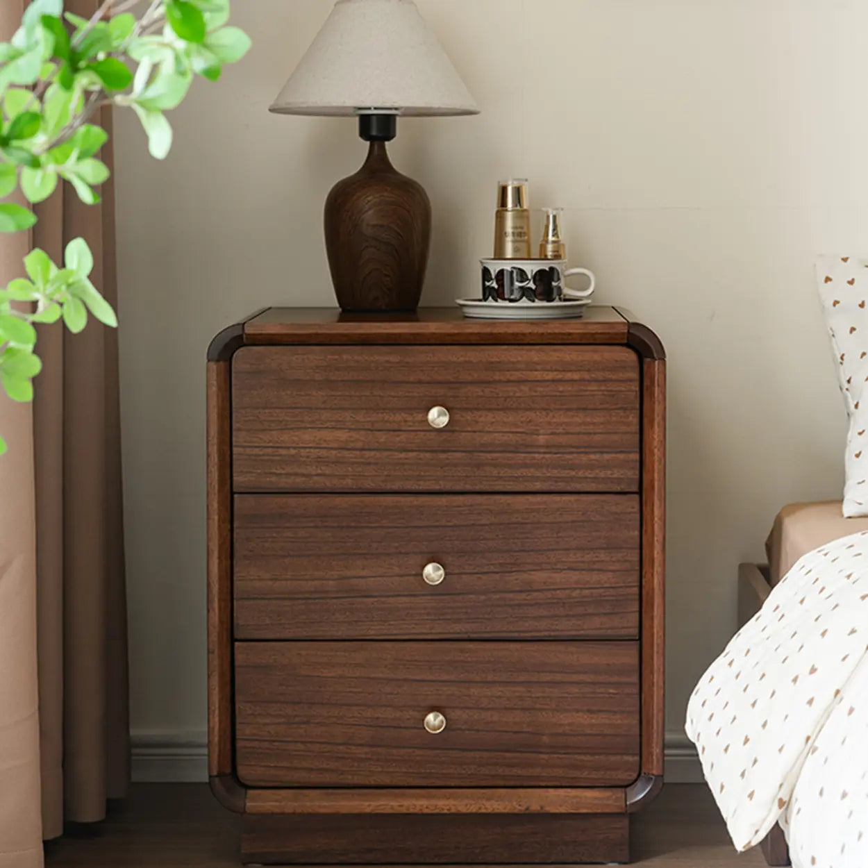 Traditional Walnut Leg Narrow Nightstand