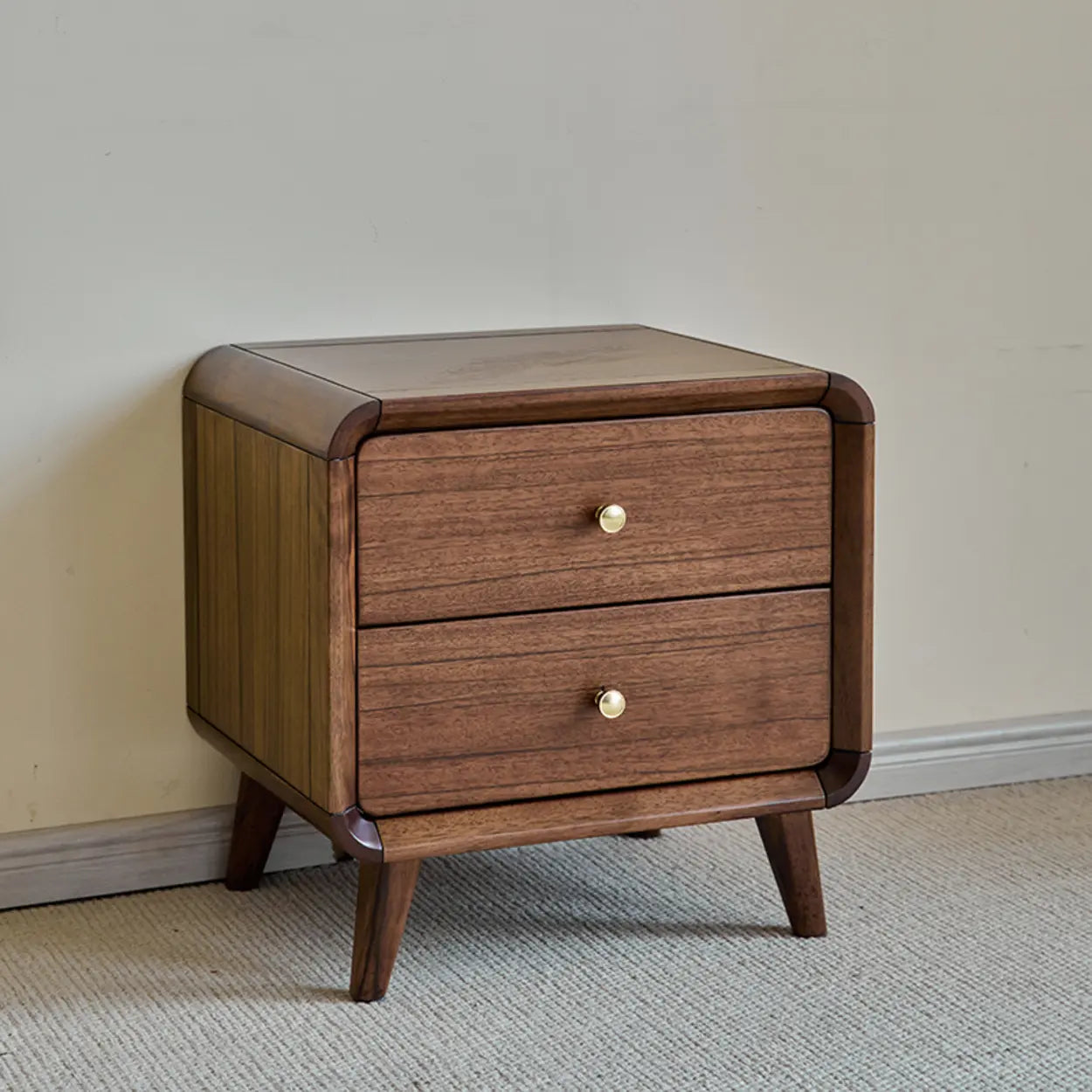 Traditional Walnut Leg Narrow Nightstand — Brown
