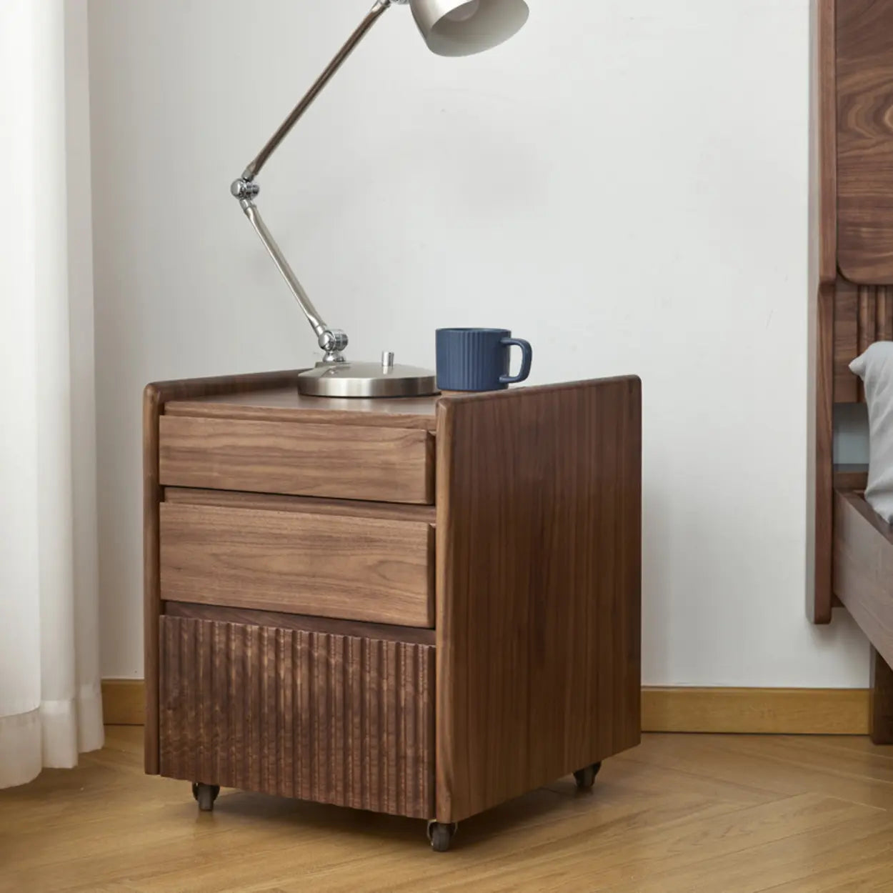 Wood modern casters nightstands