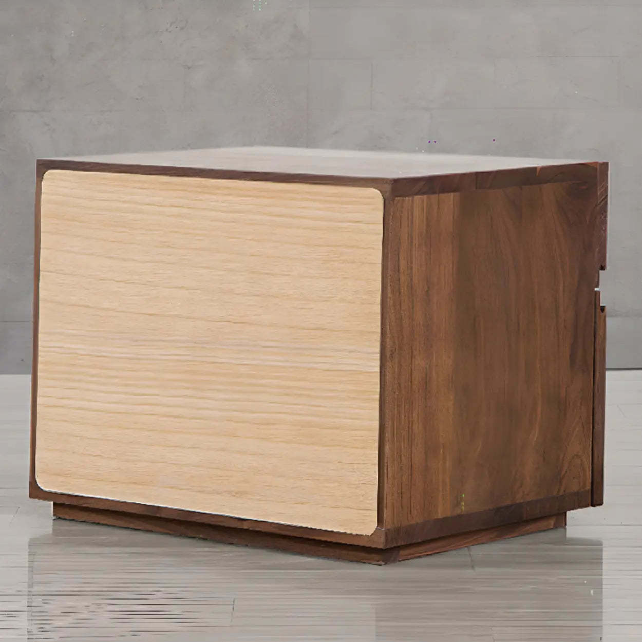 Traditional Walnut Wood Nightstand with Drawers