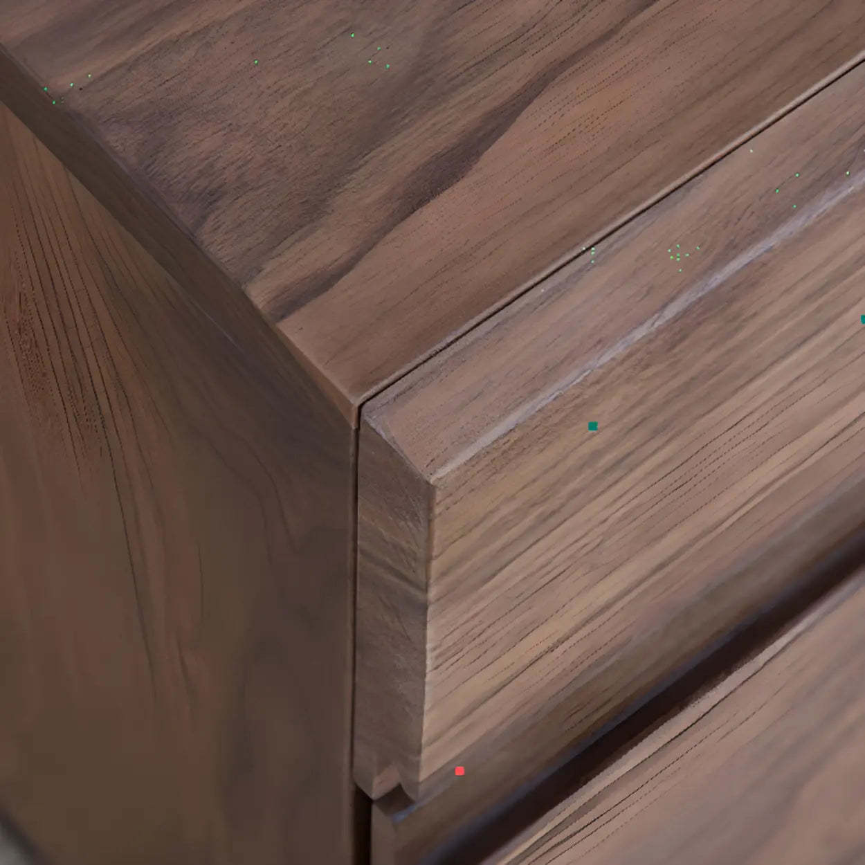 Traditional Walnut Wood Nightstand with Drawers