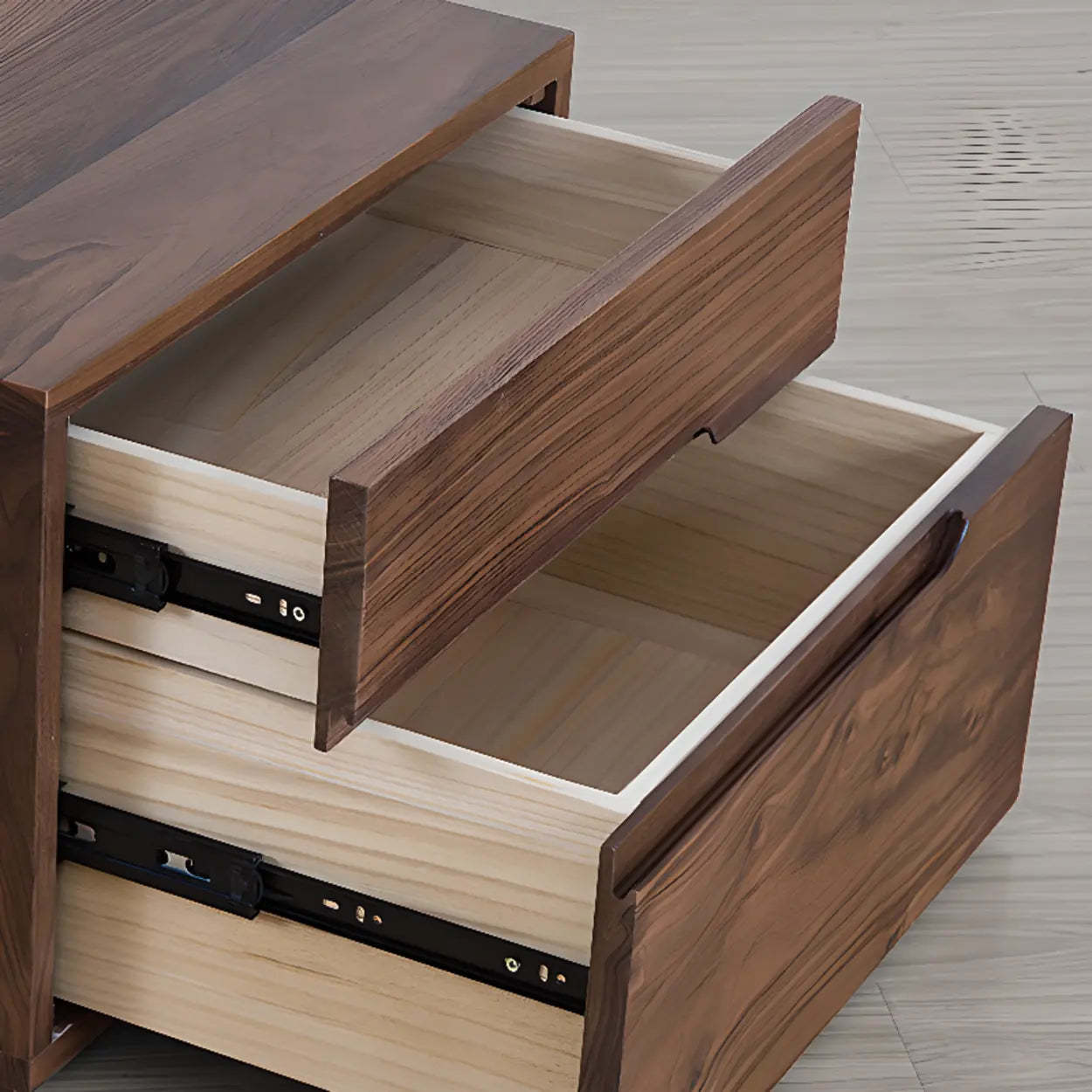 Traditional Walnut Wood Nightstand with Drawers