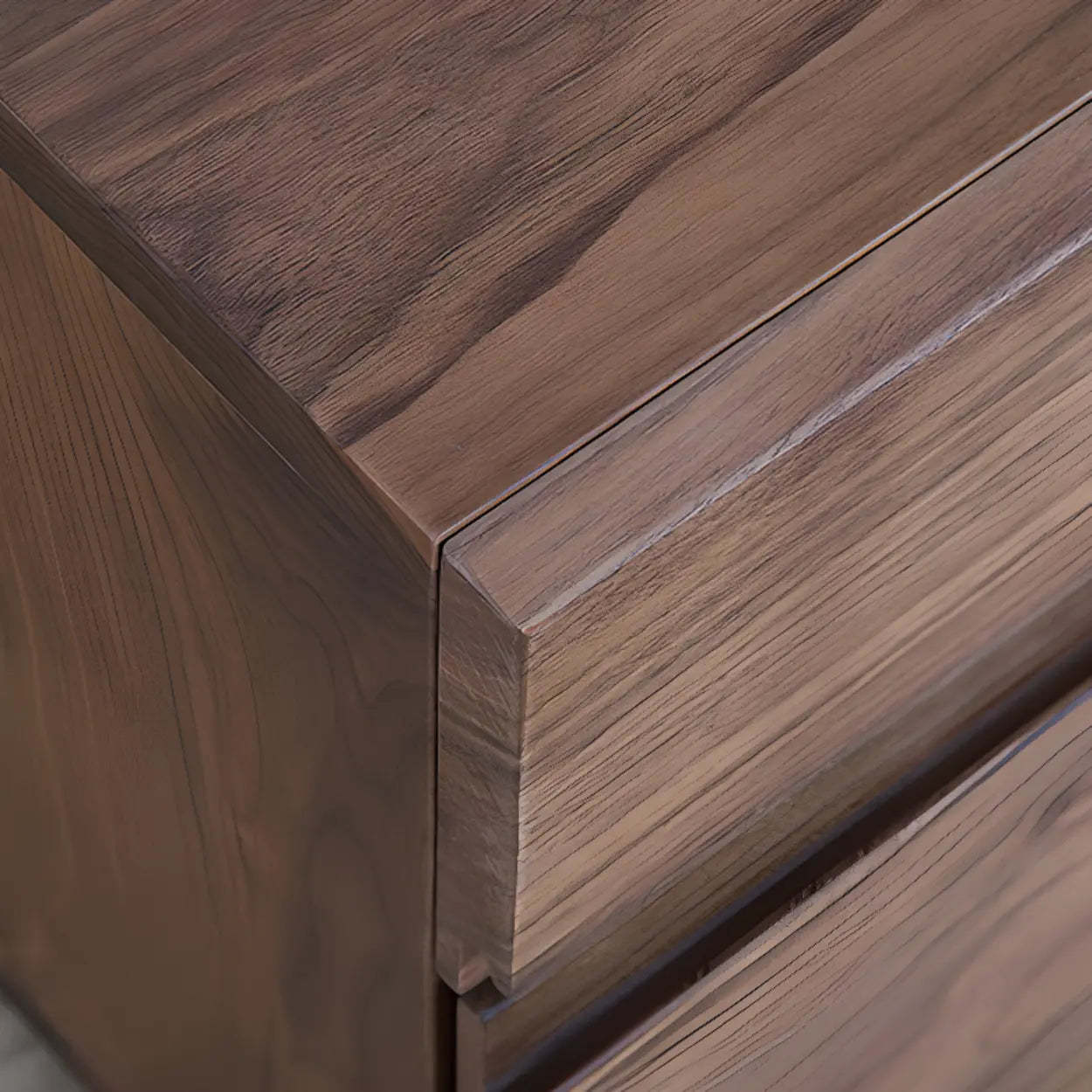 Traditional Walnut Wood Nightstand with Drawers